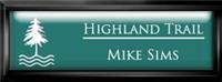 Framed Name Tag: Black Plastic (squared corners) - Celadon Green and White Plastic Insert with Epoxy