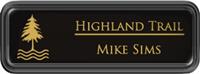 Framed Name Tag: Black Plastic (rounded corners) - Black and Gold Plastic Insert