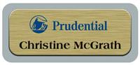 Metal Name Tag: Brushed Gold Metal Name Tag with a Grey Plastic Border