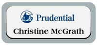 Metal Name Tag: White Metal Name Tag with a Grey Plastic Border