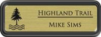 Framed Name Tag: Black Plastic (rounded corners) - Shiny Gold and Black Plastic Insert