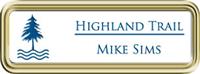 Framed Name Tag: Gold Plastic (rounded corners) - White and Blue Plastic Insert