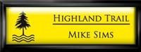 Framed Name Tag: Black Plastic (squared corners) - Canary Yellow and Black Plastic Insert with Epoxy