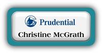 Metal Name Tag: White Metal Name Tag with a Bahama Blue Plastic Border and Epoxy