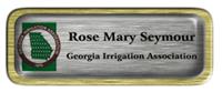Metal Name Tag: Brushed Silver with Epoxy and Brushed Gold Metal Border