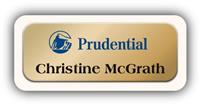 Metal Name Tag: Shiny Gold Metal Name Tag with a Sand Plastic Border