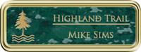 Framed Name Tag: Gold Plastic (rounded corners) - Verde and Gold Plastic Insert