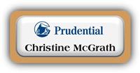 Metal Name Tag: White Metal Name Tag with a Gold Plastic Border and Epoxy