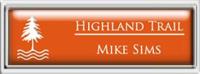 Framed Name Tag: Silver Plastic (squared corners) - Tangerine and White Plastic Insert with Epoxy