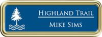Framed Name Tag: Gold Plastic (rounded corners) - Sky Blue and White Plastic Insert