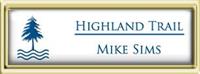 Framed Name Tag: Gold Plastic (squared corners) - White and Sky Blue Plastic Insert with Epoxy
