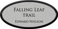 Framed Name Tag: Black Plastic (oval) - Smooth Silver and Black Plastic Insert