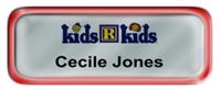 Metal Name Tag: Shiny Silver with Shiny Red Metal Border