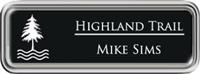 Framed Name Tag: Silver Plastic (rounded corners) - Black and White Plastic Insert
