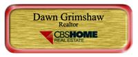 Metal Name Tag: Brushed Gold with Shiny Red Metal Border