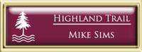 Framed Name Tag: Gold Plastic (squared corners) - Claret and White Plastic Insert with Epoxy
