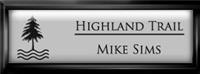 Framed Name Tag: Black Plastic (squared corners) - Smooth Silver and Black Plastic Insert with Epoxy
