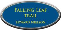 Framed Name Tag: Silver Plastic (oval) - Sky Blue and Yellow Plastic Insert