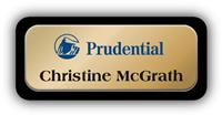 Metal Name Tag: Shiny Gold Metal Name Tag with a Black Plastic Border