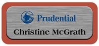 Metal Name Tag: Brushed Silver Metal Name Tag with a Canyon Plastic Border