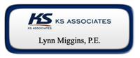 Metal Name Tag: White with Blue Metal Border