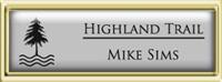 Framed Name Tag: Gold Plastic (squared corners) - Smooth Silver and Black Plastic Insert with Epoxy