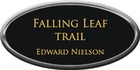Framed Name Tag: Silver Plastic (oval) - Black and Gold Plastic Insert
