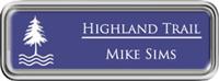 Framed Name Tag: Silver Plastic (rounded corners) - Purple and White Plastic Insert