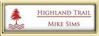 Framed Name Tag: Gold Plastic (squared corners) - White and Crimson Plastic Insert with Epoxy