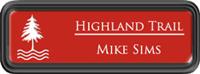 Framed Name Tag: Black Plastic (rounded corners) - Crimson and White Plastic Insert