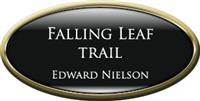Framed Name Tag: Gold Plastic (Oval) - Black and Silver Plastic Insert with Epoxy