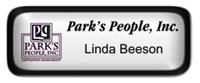 Metal Name Tag: White with Epoxy and Black Metal Border