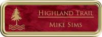 Framed Name Tag: Gold Plastic (rounded corners) - Port Wine and Gold Plastic Insert