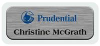 Metal Name Tag: Brushed Silver Metal Name Tag with a Light Grey Plastic Border