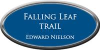 Framed Name Tag: Silver Plastic (oval) - Sky Blue and White Plastic Insert