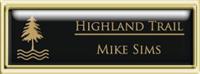 Framed Name Tag: Gold Plastic (squared corners) - Black and Gold Plastic Insert with Epoxy