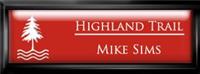 Framed Name Tag: Black Plastic (squared corners) - Crimson and White Plastic Insert with Epoxy