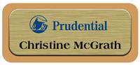Metal Name Tag: Brushed Gold Metal Name Tag with a Gold Plastic Border