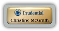Metal Name Tag: Shiny Gold Metal Name Tag with a Silver Plastic Border and Epoxy