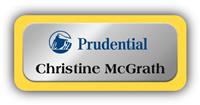 Metal Name Tag: Shiny Silver Metal Name Tag with a Yellow Plastic Border