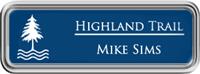 Framed Name Tag: Silver Plastic (rounded corners) - Patriot Blue and White Plastic Insert