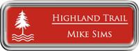Framed Name Tag: Silver Plastic (rounded corners) - Crimson and White Plastic Insert