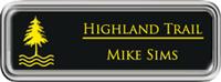 Framed Name Tag: Silver Plastic (rounded corners) - Black and Yellow Plastic Insert