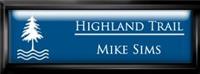 Framed Name Tag: Black Plastic (squared corners) - Patriot Blue and White Plastic Insert with Epoxy